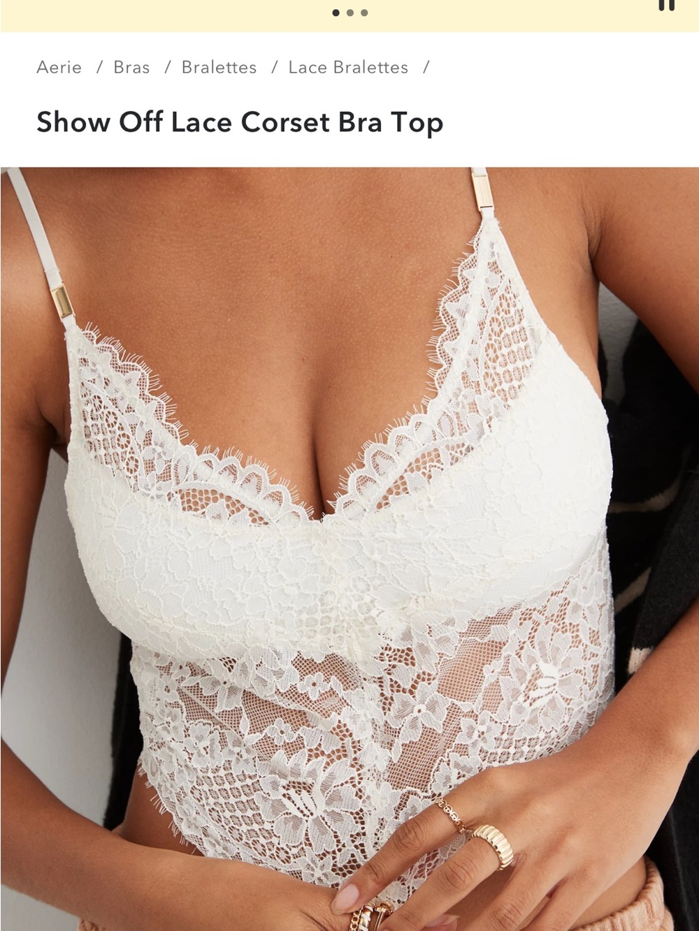 aerie White Lace Corset Bralette Top